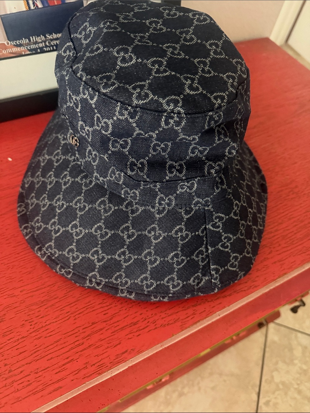 Navy Monogram Denim Bucket Hat
